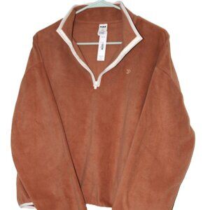 Pink Victoria Secret Long Sleeve Fleece Sweatshirt Tan Size M NWT